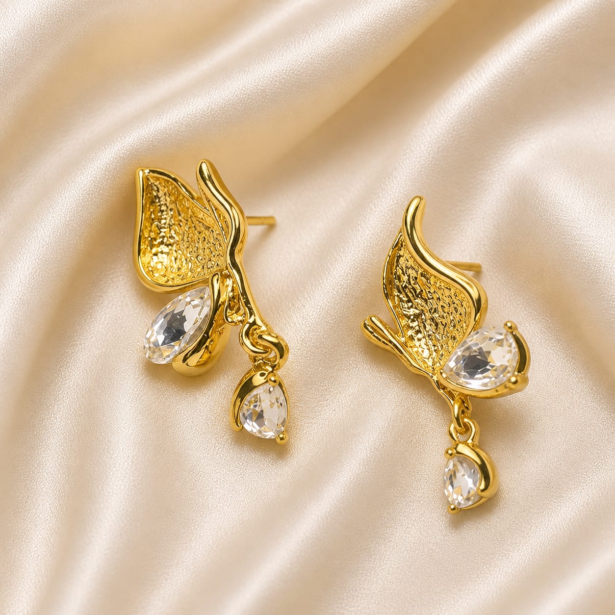 Golden Petal Drop Earrings