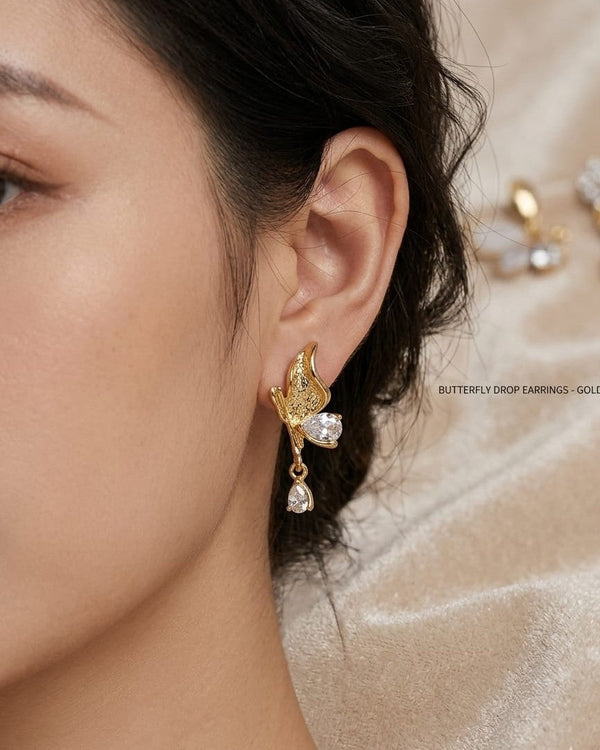 Golden Petal Drop Earrings
