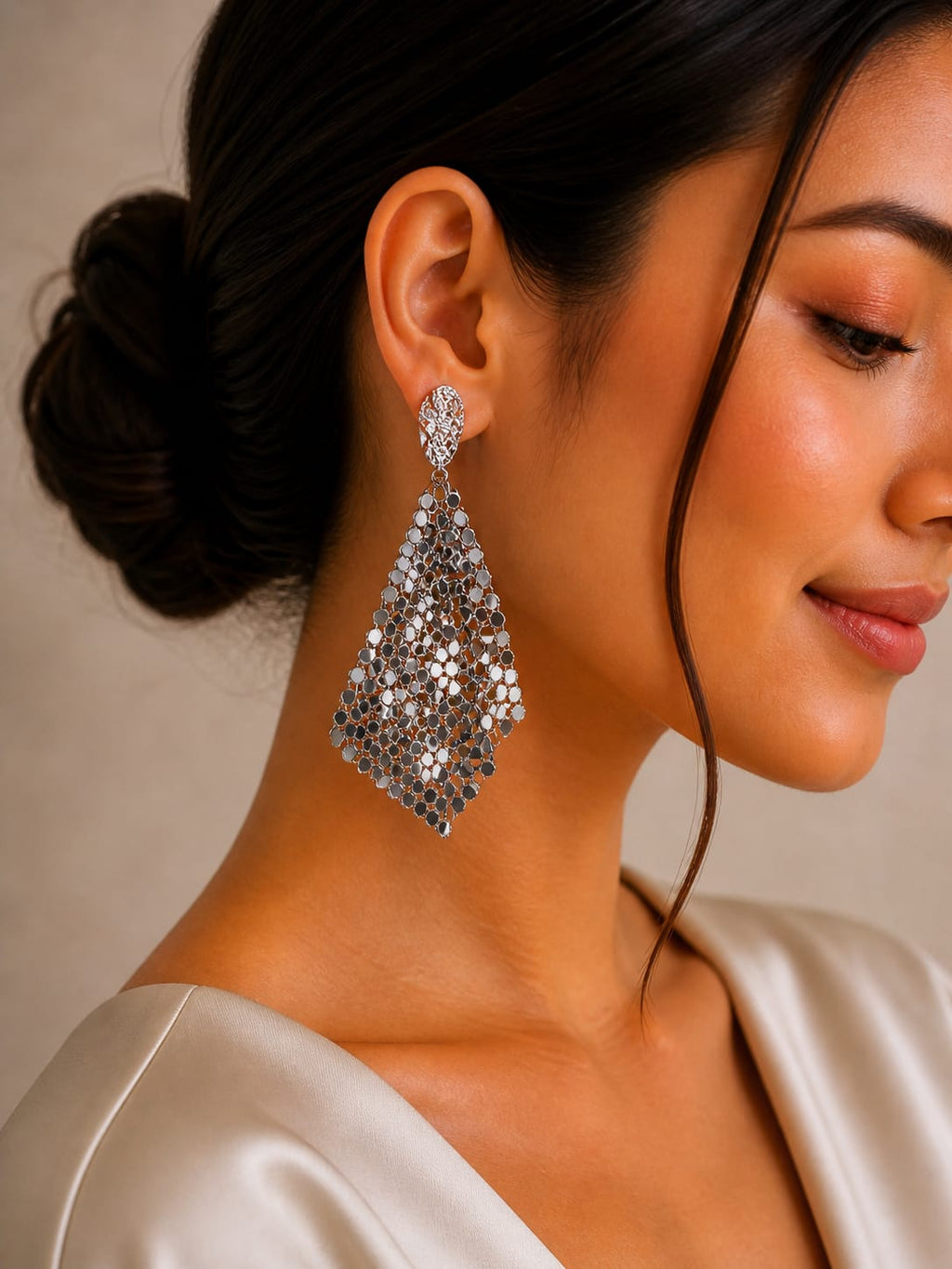 Silver Mesh Drop Earrings → “Starlight  Cascade Drops”
