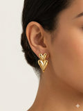 Golden double hearted earrings
