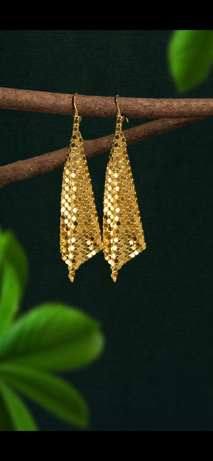 Golden Mesh Drop Earrings