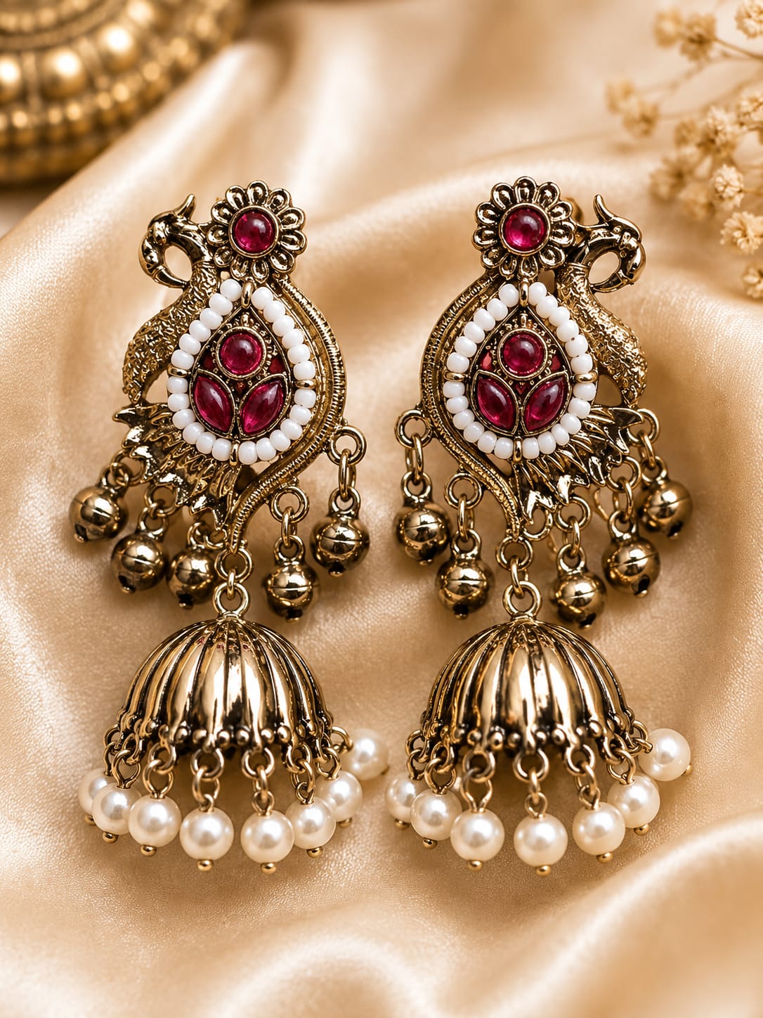 Ruby pearl jhumka