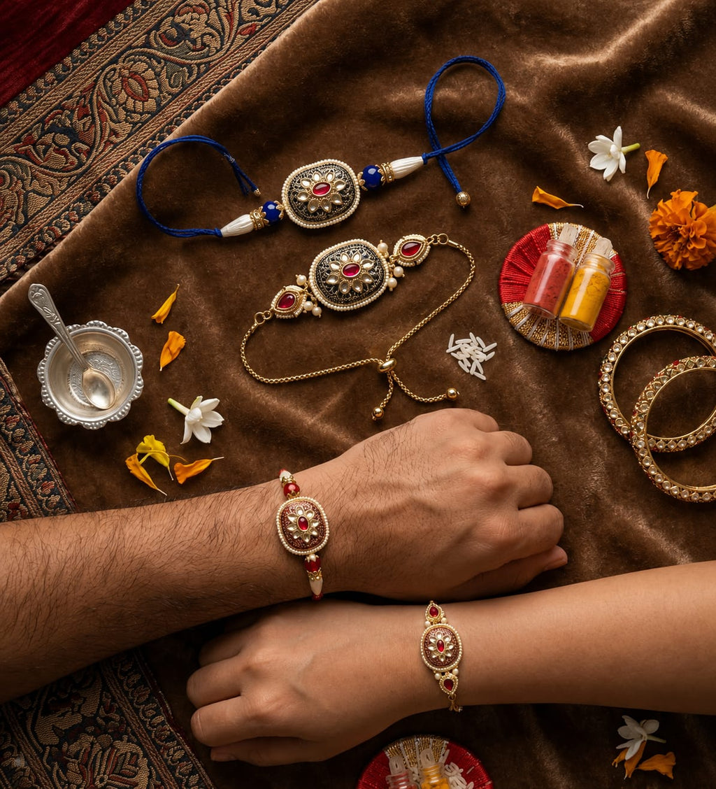Royal Kundan Rakhi Combo