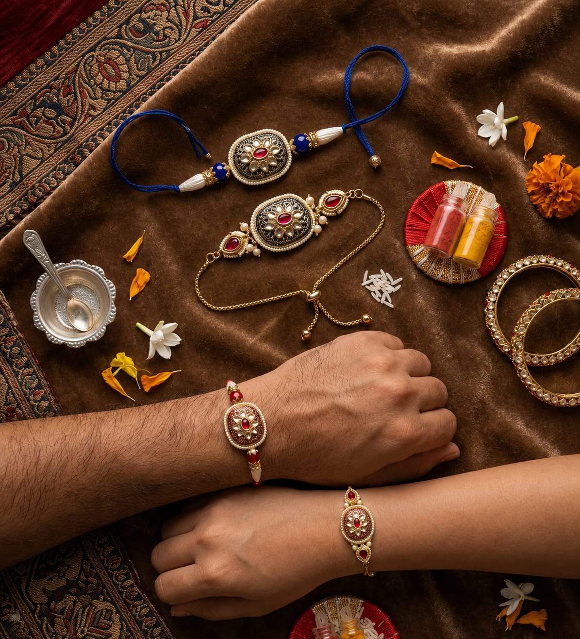 Royal Kundan Rakhi Combo