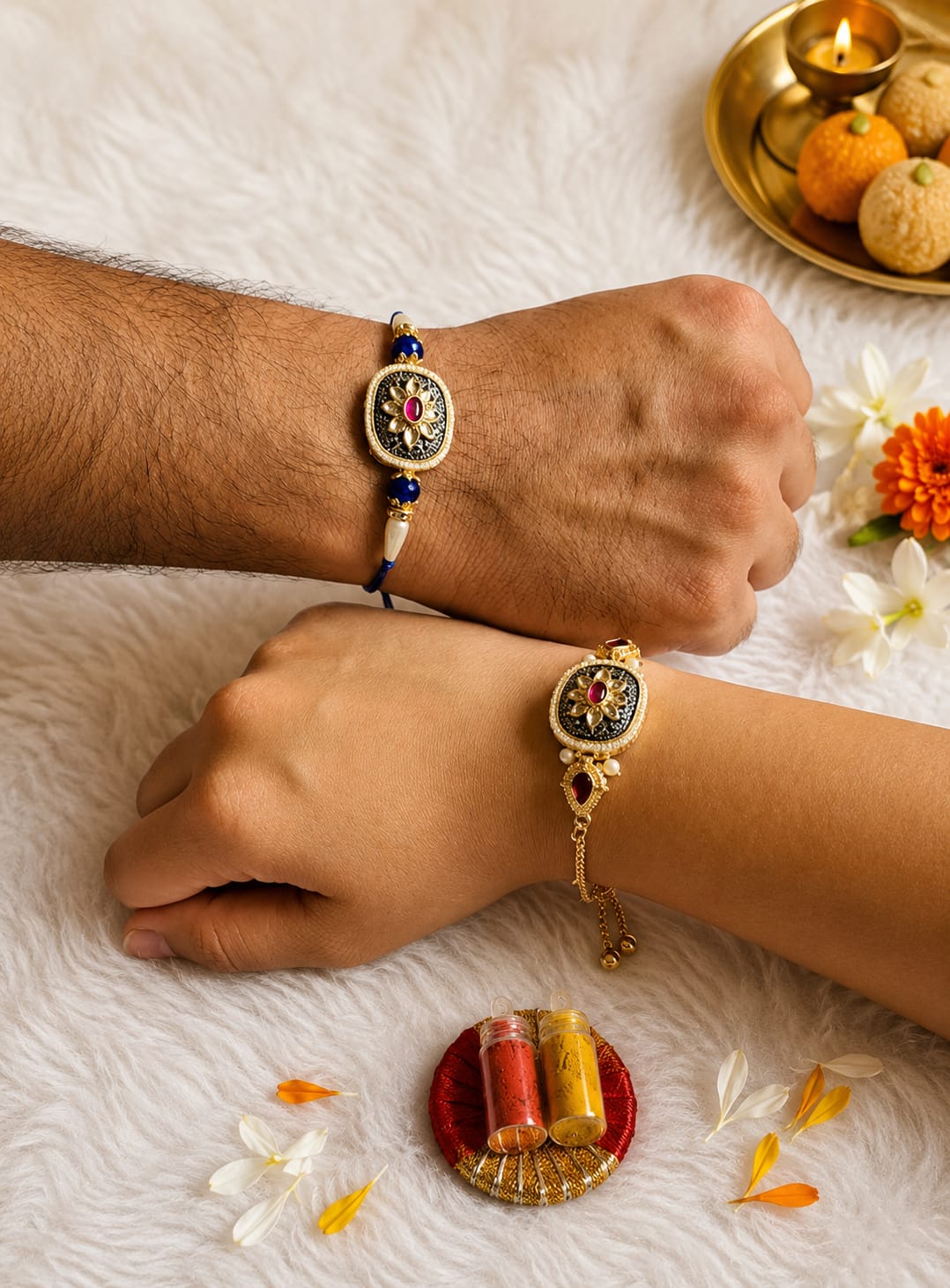 Royal Kundan Rakhi Combo