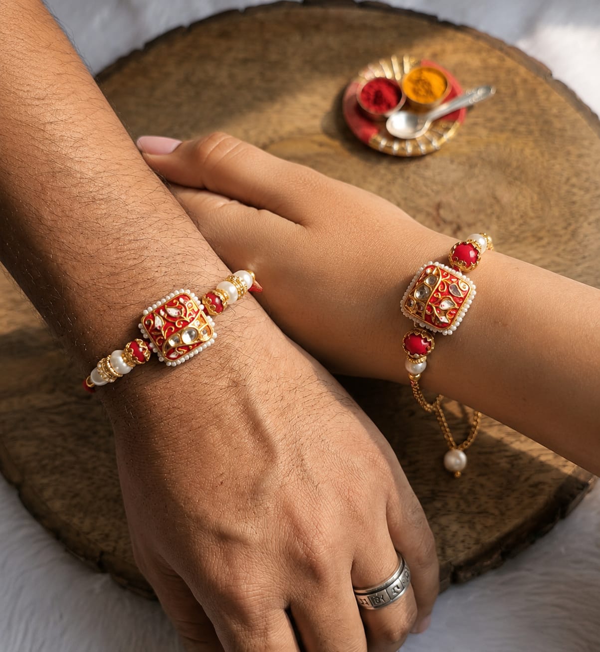 Vintage Kundan Rakhi Combo