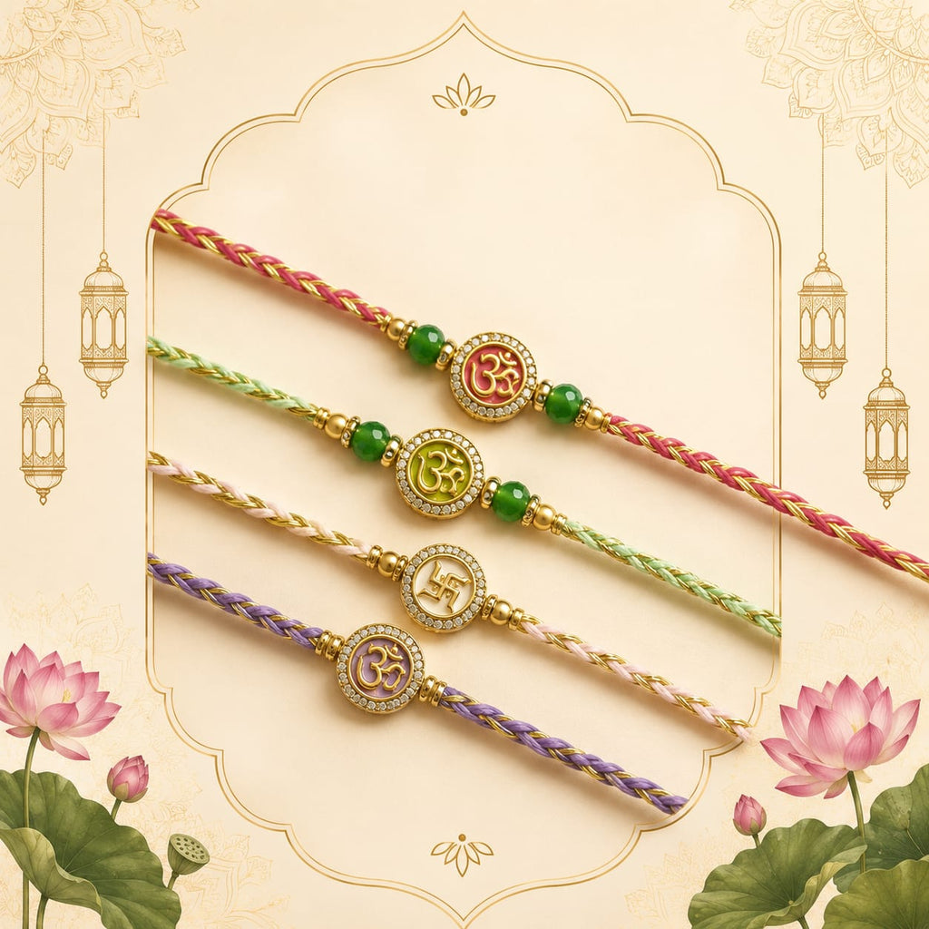 Premium Om & Swastik Designer Rakhi Set of 4